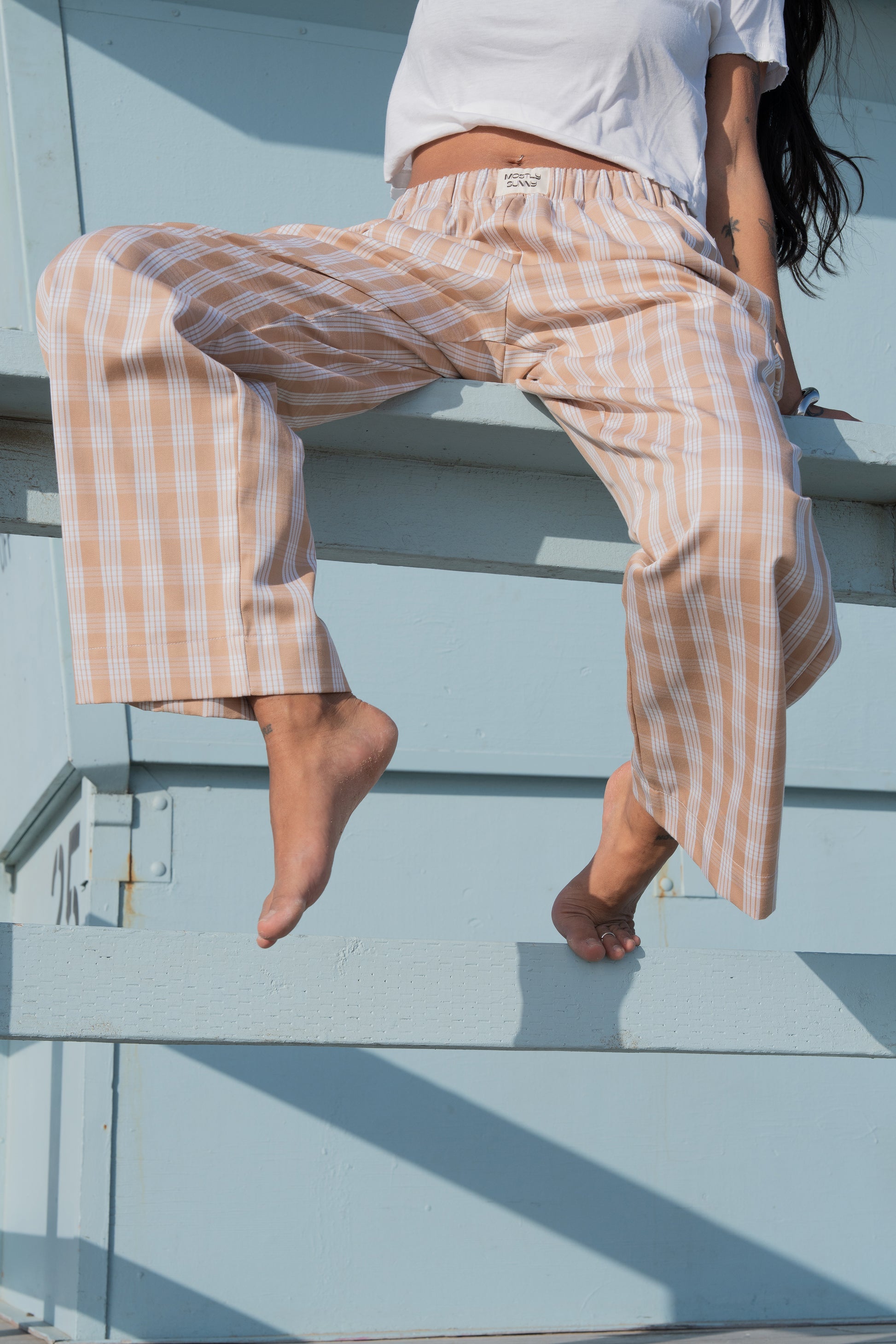 Mostly Sunny palaka lounge pants in palaka sand.