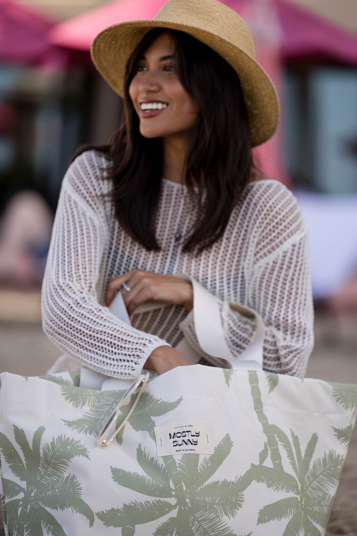Beach Tote- Matcha Palms
