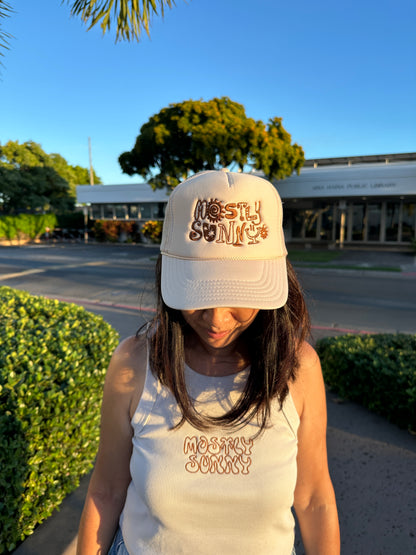 Mostly Sunny Funky Logo Trucker Hat