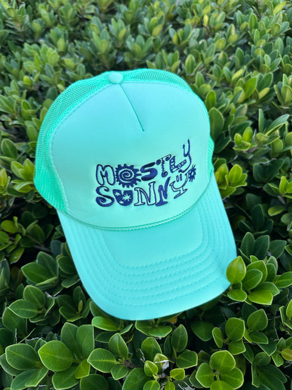 Mostly Sunny Funky Logo Trucker Hat