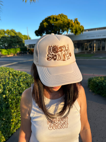 Mostly Sunny Funky Logo Trucker Hat