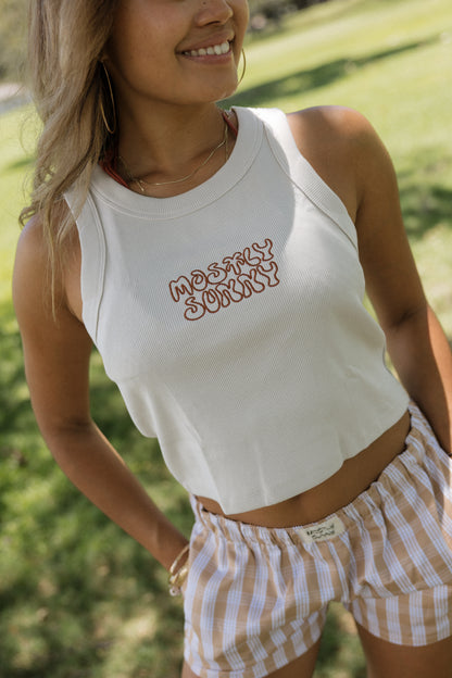 Mostly Sunny Bubble Logo Crop Tank